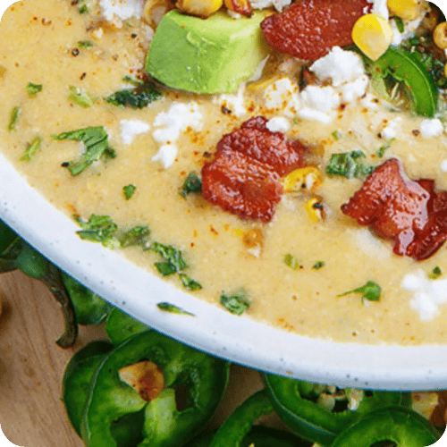 A mexican corn soup, one of our favorite soups and stews