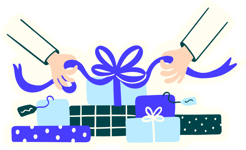 Hands opening presents