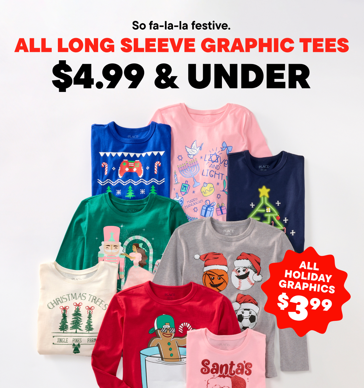 $4.99 & Under Long Sleeve Graphic Tees 