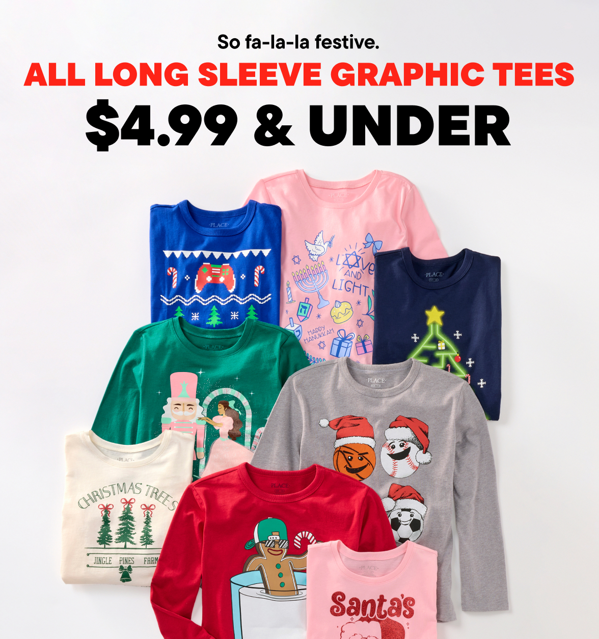 $4.99 & Under Long Sleeve Graphic Tees