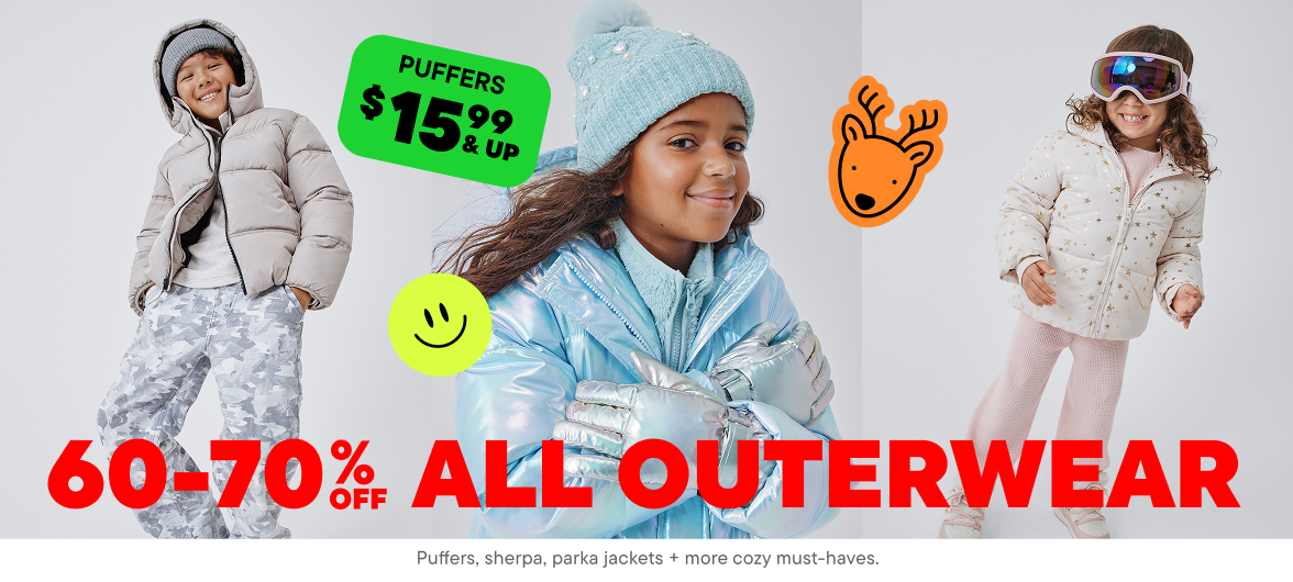 60-70% off All Outewear + $15.99 & Up Puffers