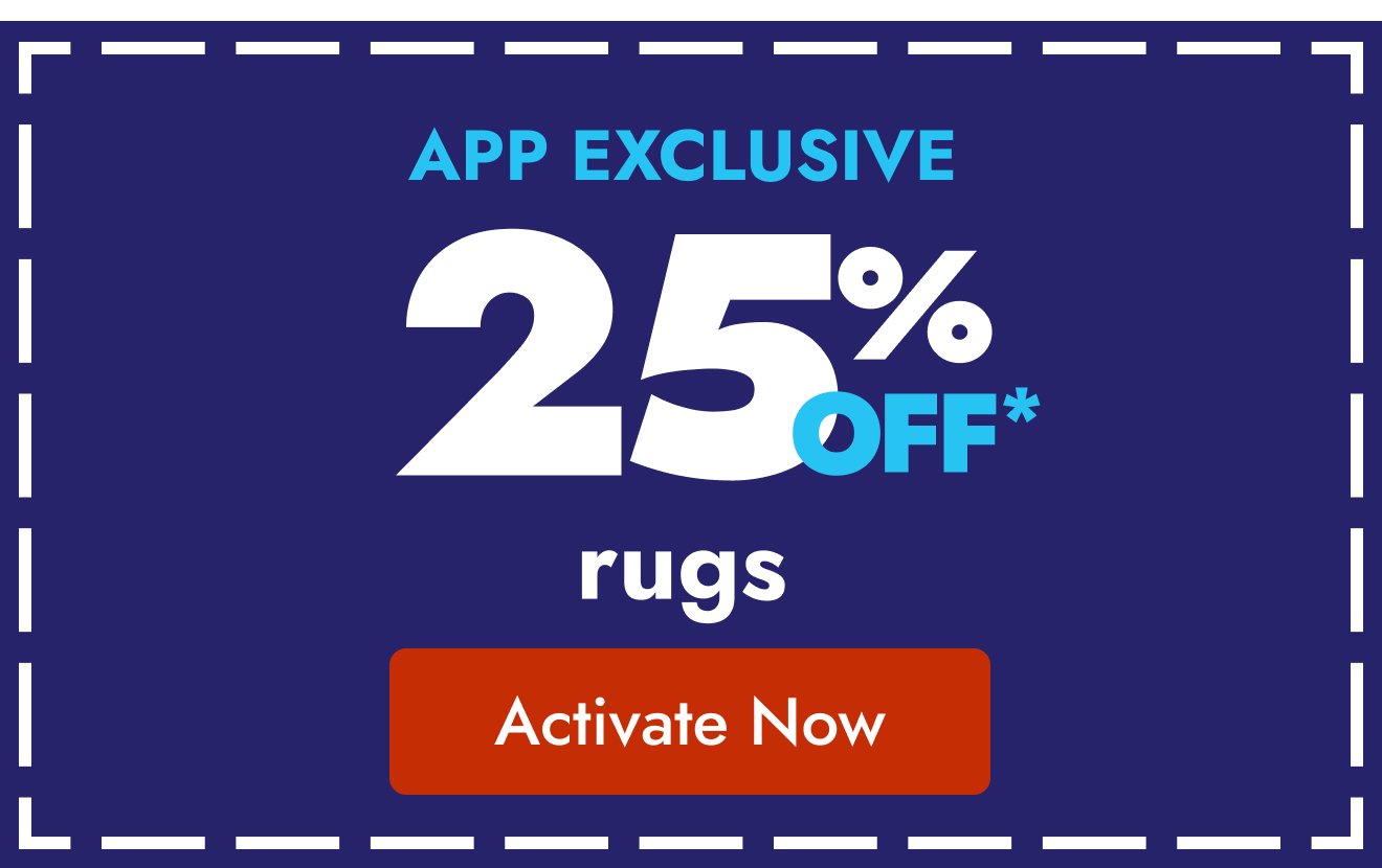 25% off rugs in app