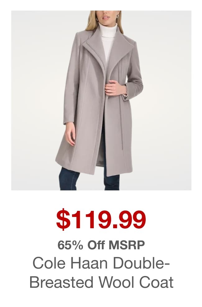 Cole Haan Double-Breasted Wool Blend Coat