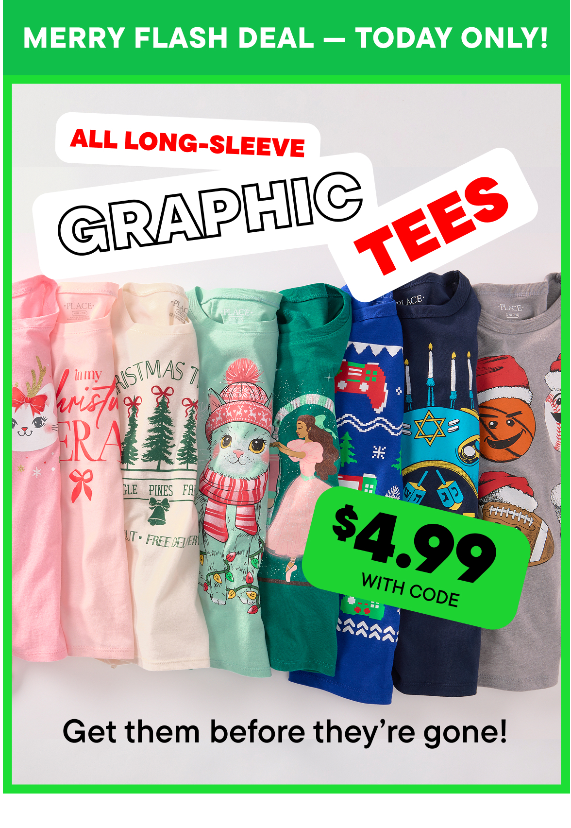 $4.99 Long Sleeve Graphic Tees