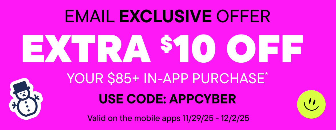 Extra $10 off your $85+ in-app purchase with code APPCYBER