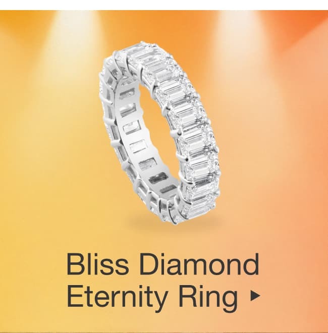 Bliss Diamond 6Ct Emerald Cut Diamond Eternity Ring Lab Grown White or Yellow Gold