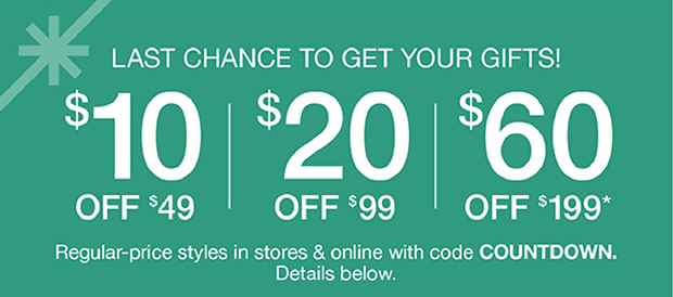 Last Chance To Get Your Gifts | $10 Off $49, $20 Off $99 or $60 Off $199* with code: COUNTDOWN