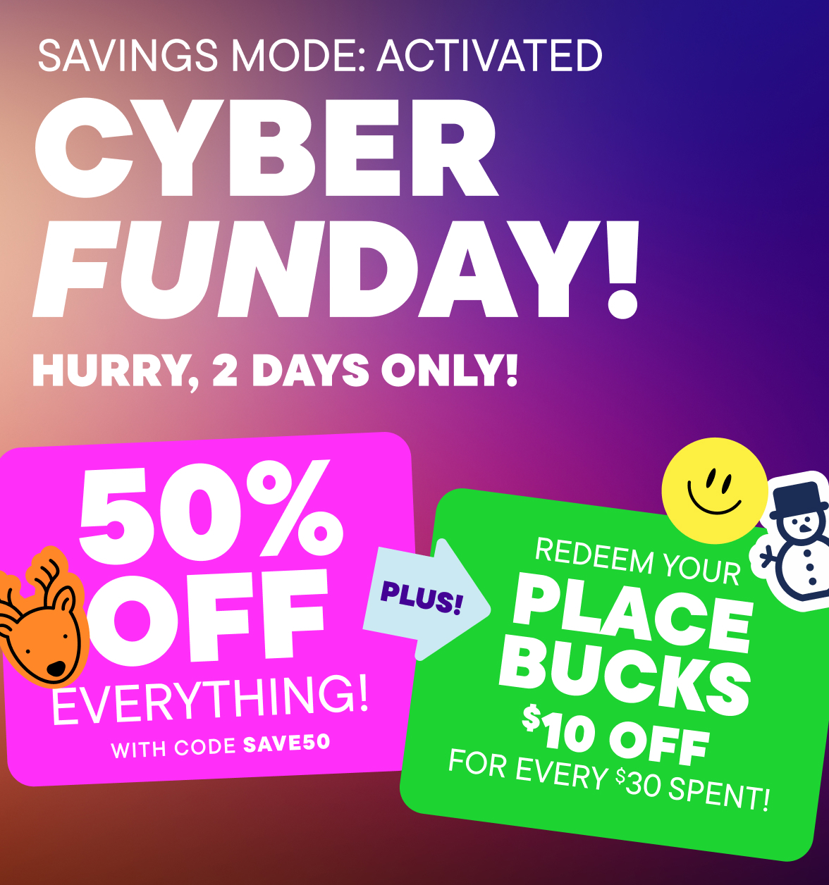 50% off Everything with code SAVE50