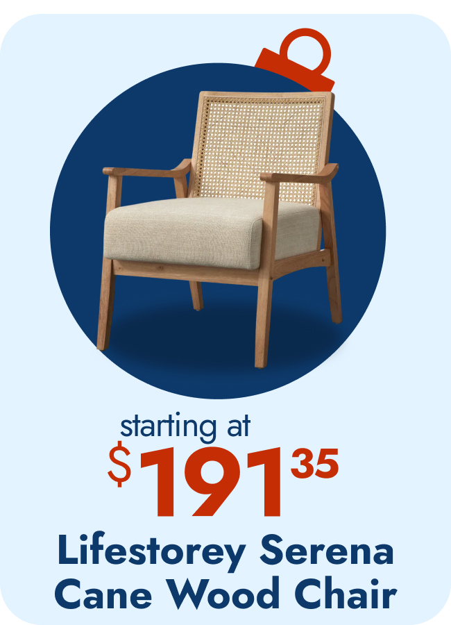 Lifestorey Serena Cane and Solid Wood Accent Chair