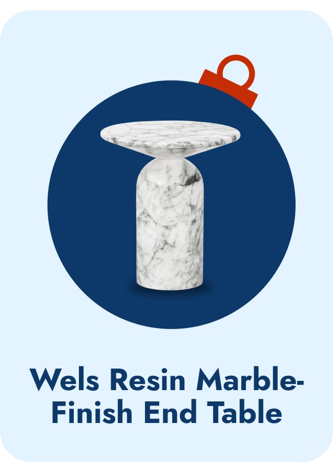 Poly & Bark Wels Resin with Marble Finish End Table
