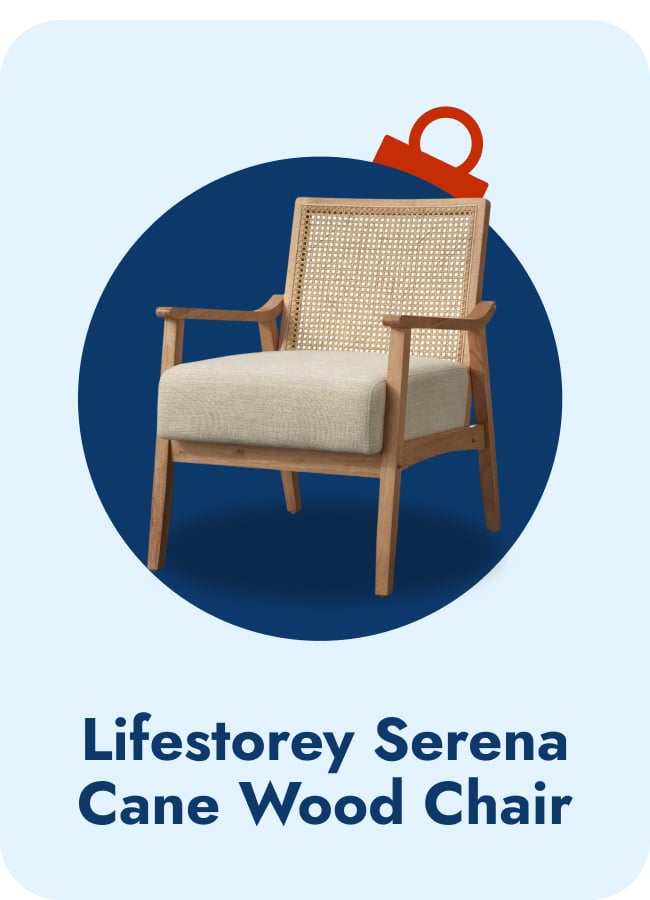 Lifestorey Serena Cane and Solid Wood Accent Chair