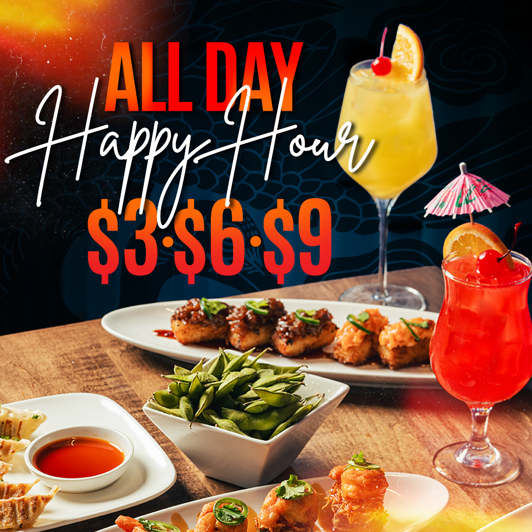 All Day Happy Hour at select locations.