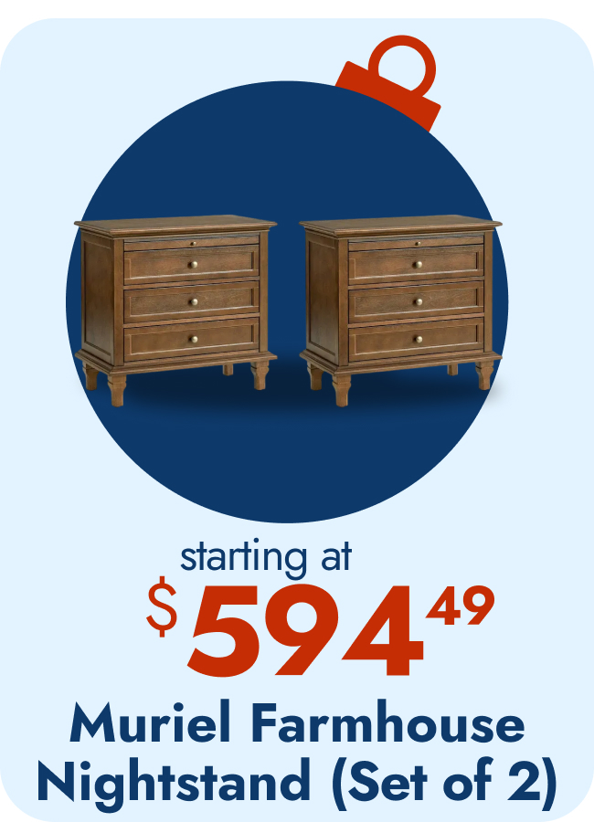 Muriel Farmhouse 3 Drawers Nightstand - Set of 2