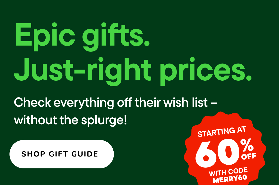 60% off Gifts with code MERRY60