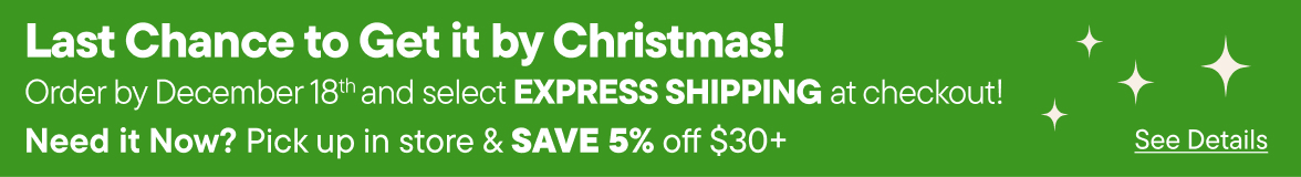 Last chance to get it by Christmas. Order by 11:59PM EST on December 18th and select Express shipping at checkout.