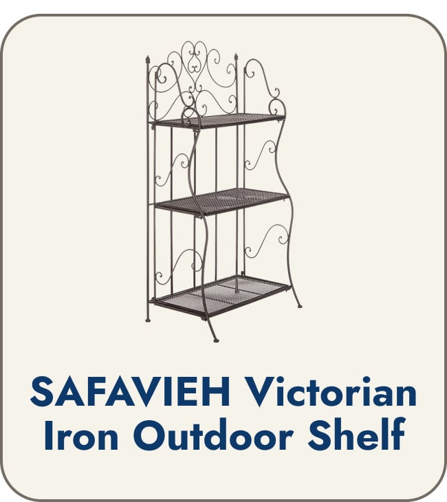 SAFAVIEH Torus Victorian Iron 3-Tier Outdoor Shelf.