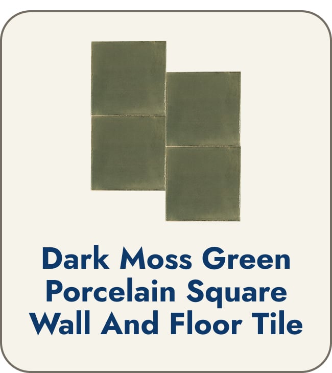Cadence 8x8 Dark Moss Green Porcelain Zellige Square Wall and Floor Tile