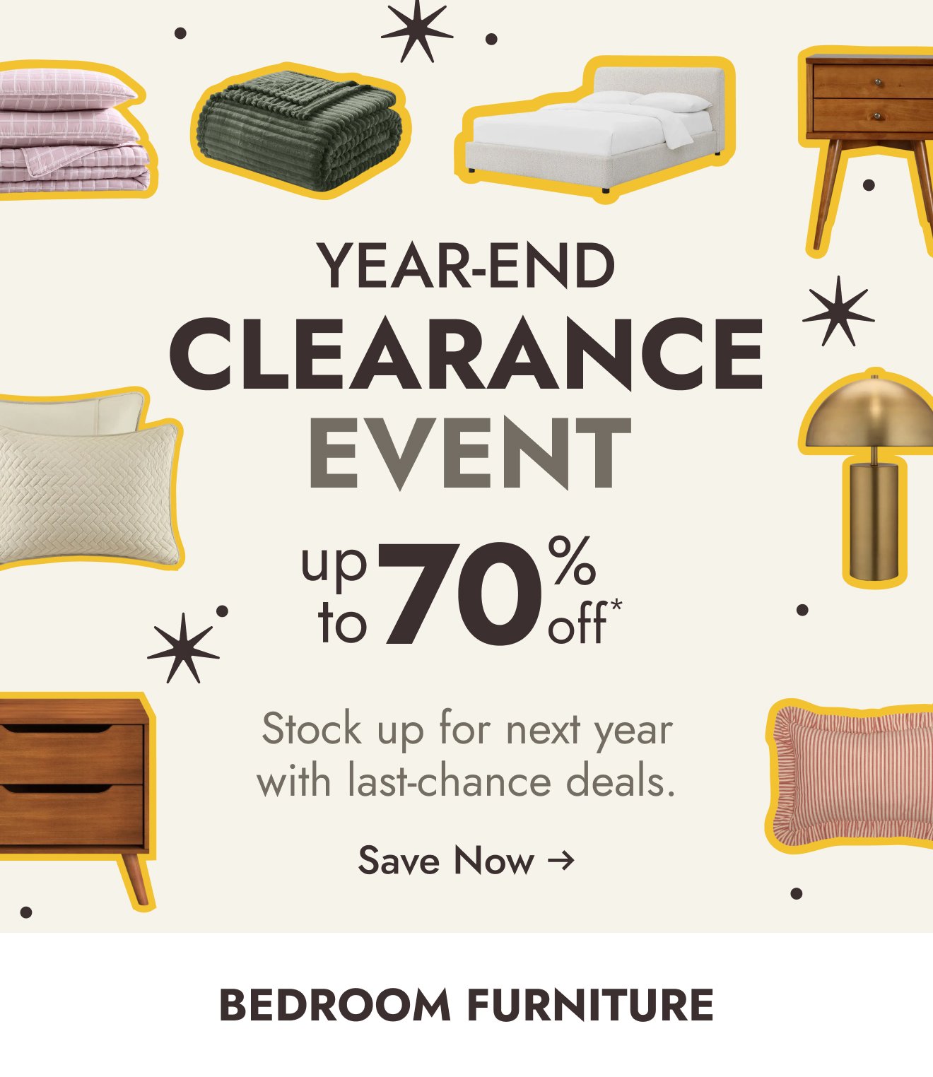 Your bedroom refresh starts with up to 70% off