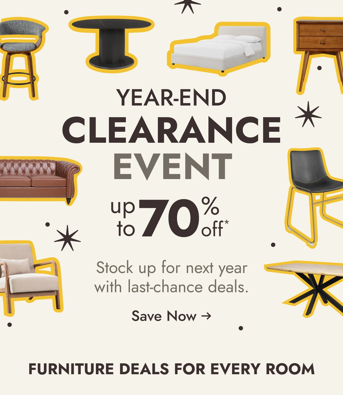 Furniture deals up to 70% off