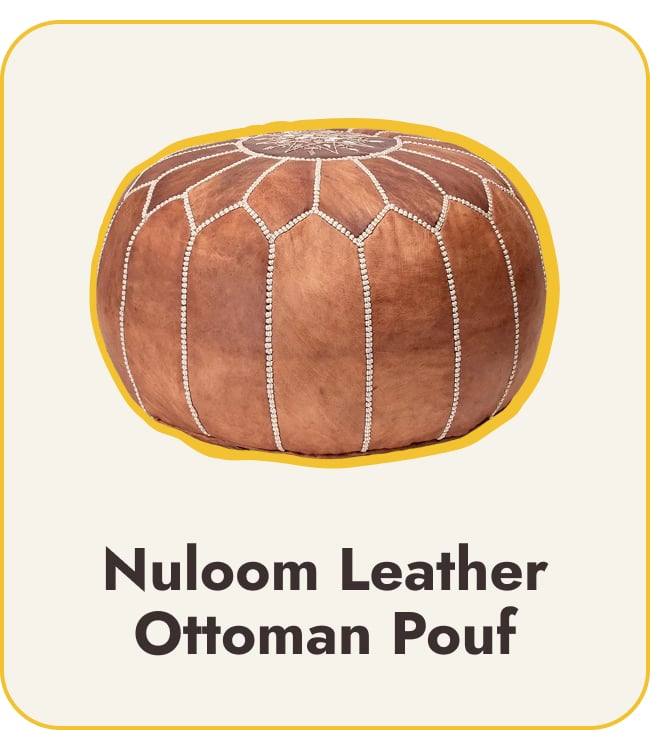 Nuloom Handmade Moroccan Leather Filled Ottoman Pouf