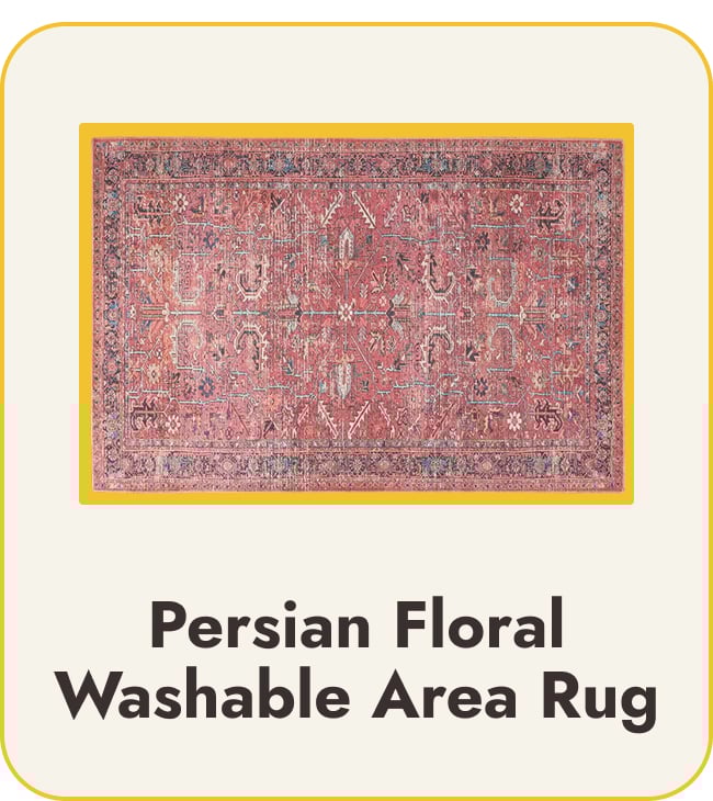 Persian Floral Machine Washable Area Rug