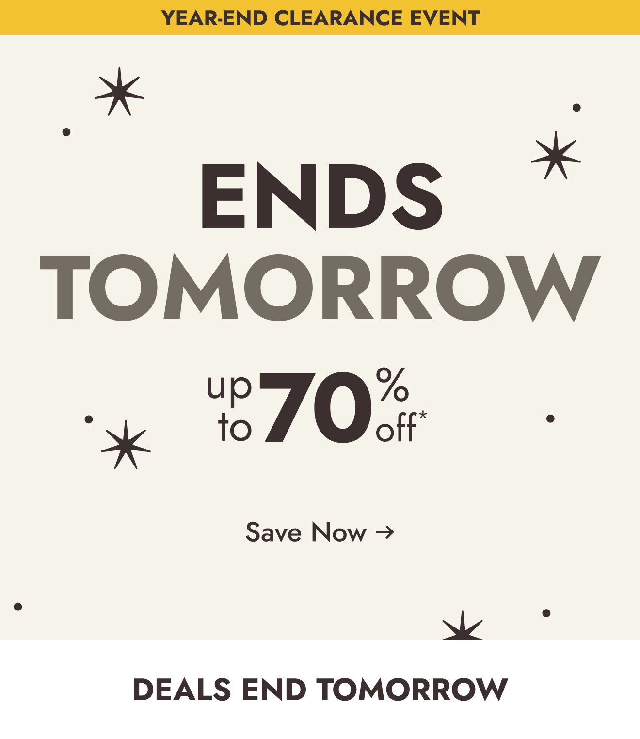 Up to 70% off ends tomorrow