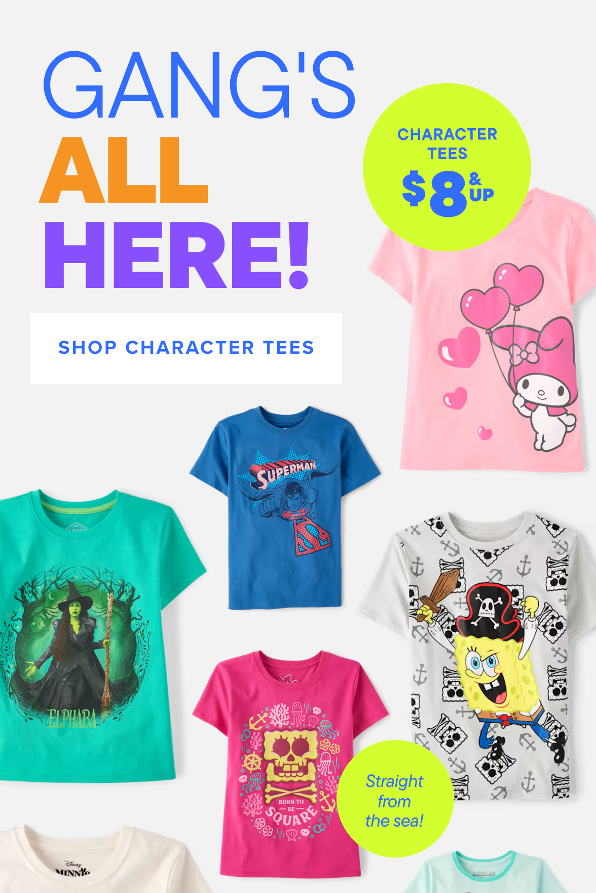 $8 & Up Character Graphic Tees