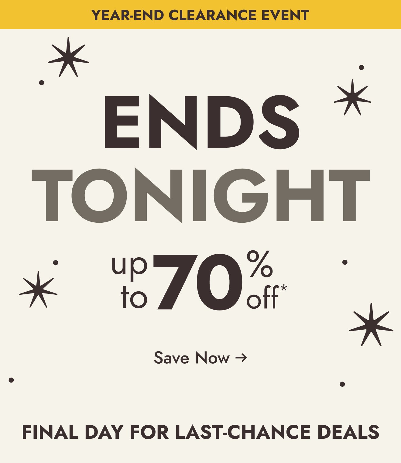 Year-End Clearance ends tonight