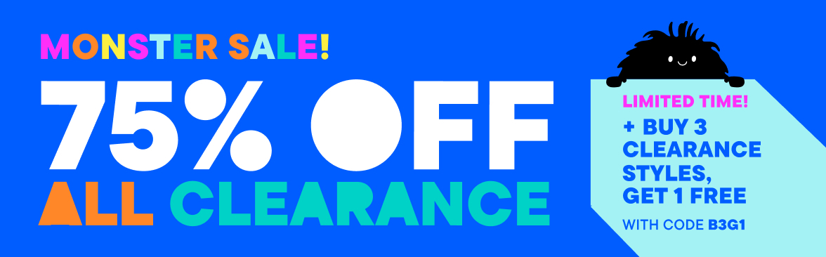 75$ off Clearance + Buy 3 clearance styles, get 1 free with code B3G1