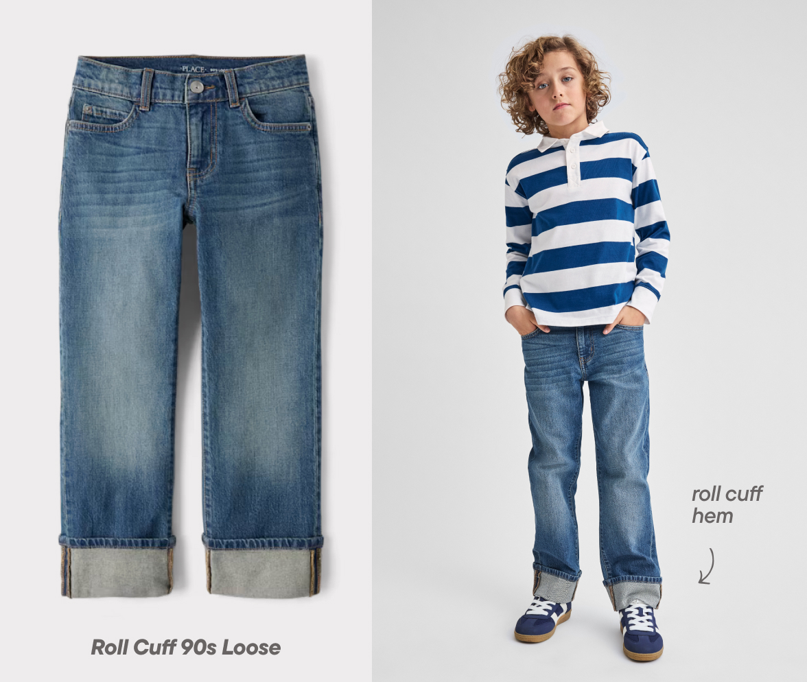 Boys Roll Cuff 90s Loose Jeans