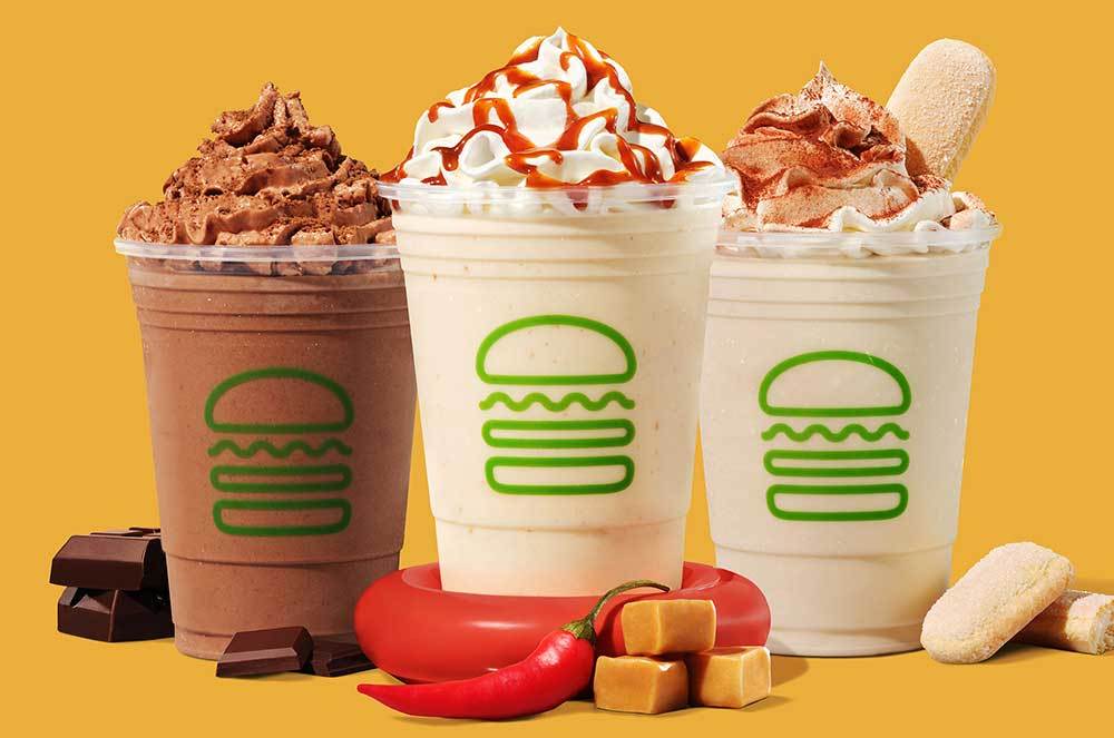 Chocolate Blackout Pudding Shake, K-Shack Spicy Caramel Shake, Tiramisu Shake