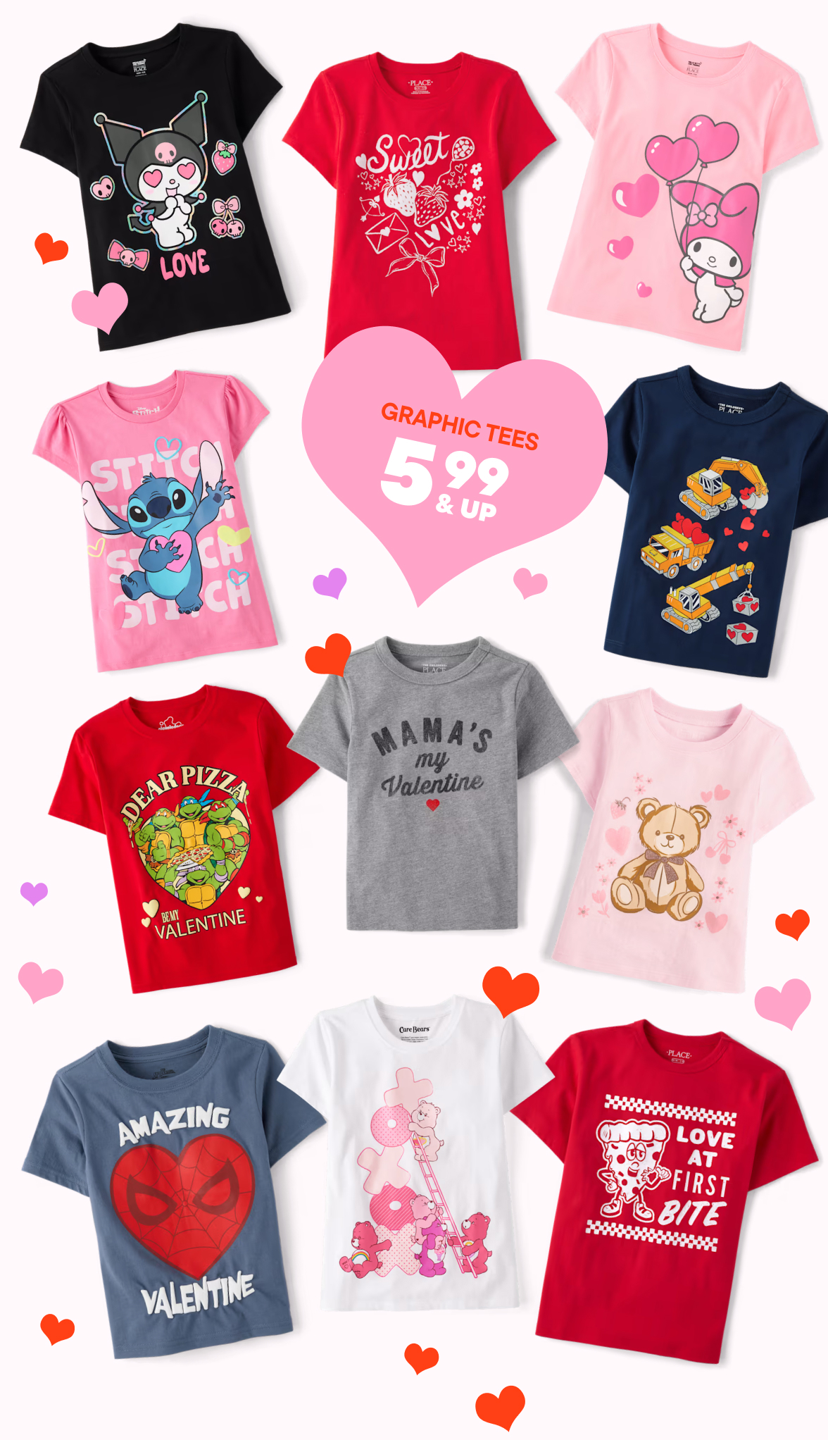 $5.99 & Up V-Day Graphic Tees 