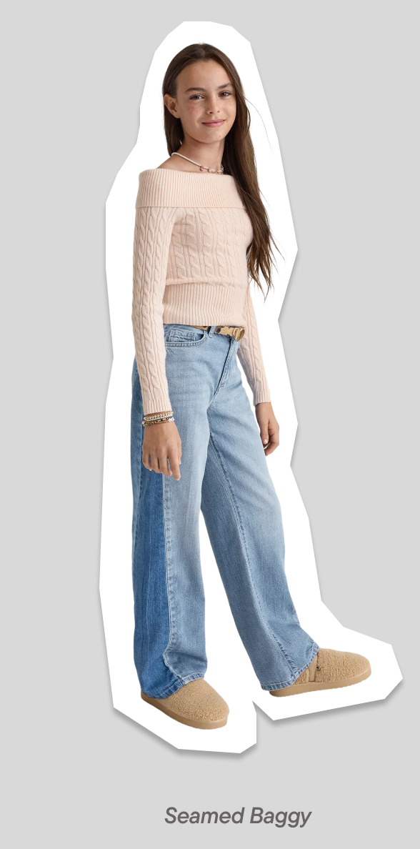 Tween Girls Seamed Baggy Cargo Jeans