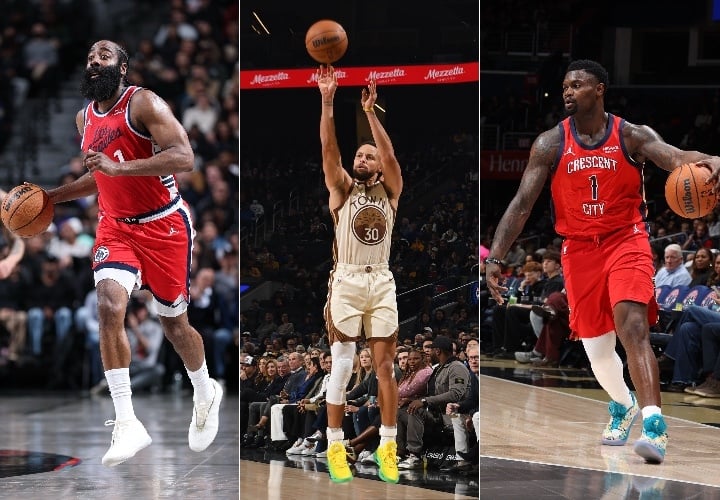 James Harden, Steph Curry, Zion Williamson