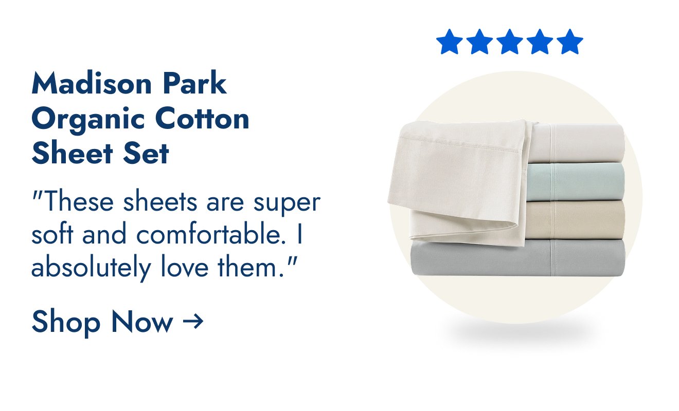 Madison Park 300 Thread Count Organic Cotton Deep Pocket Sheet Set