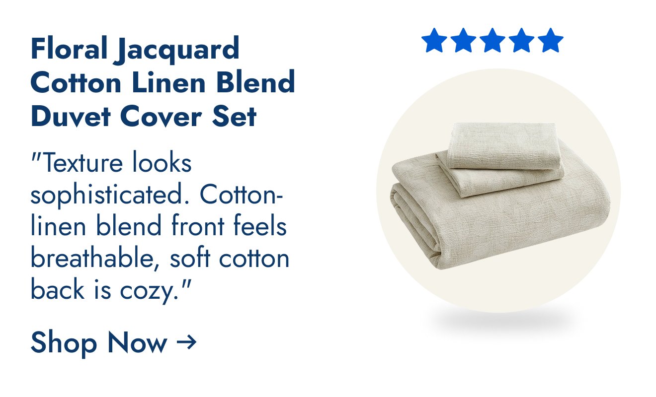 Floral Jacquard Cotton Linen Blend Duvet Cover Set, Bedding Set with Pillowcases