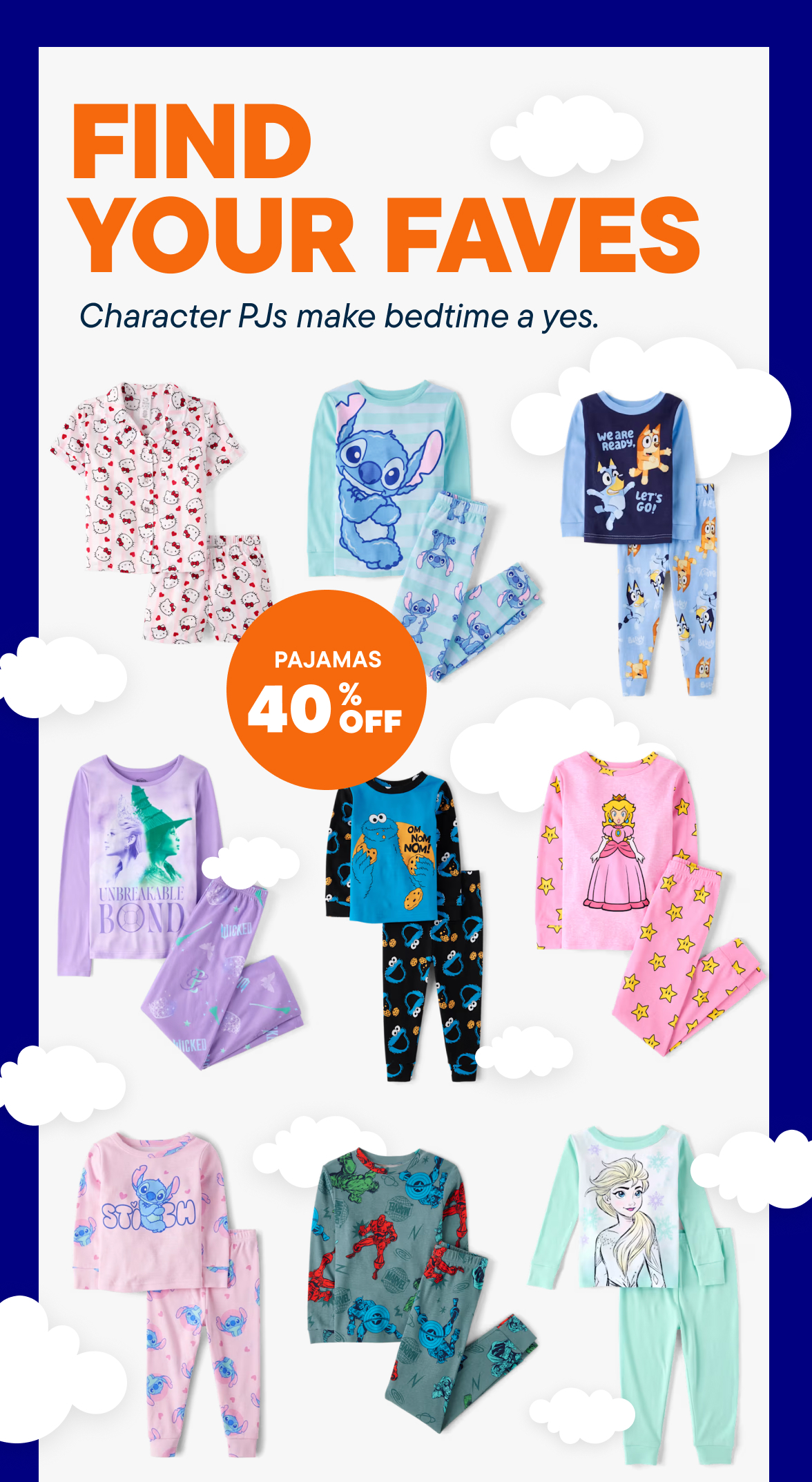 40% off Character Pajamas