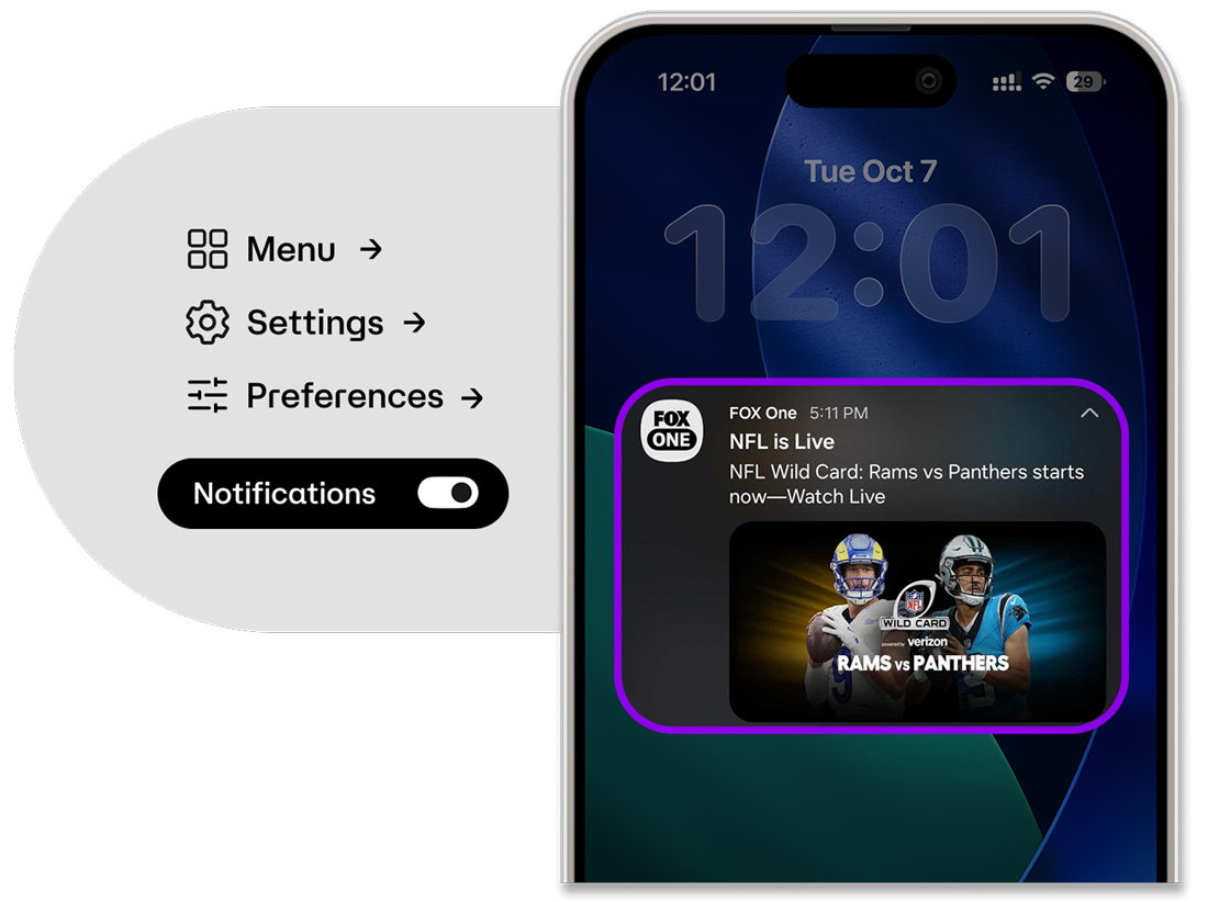 Turn on FOX One notifications