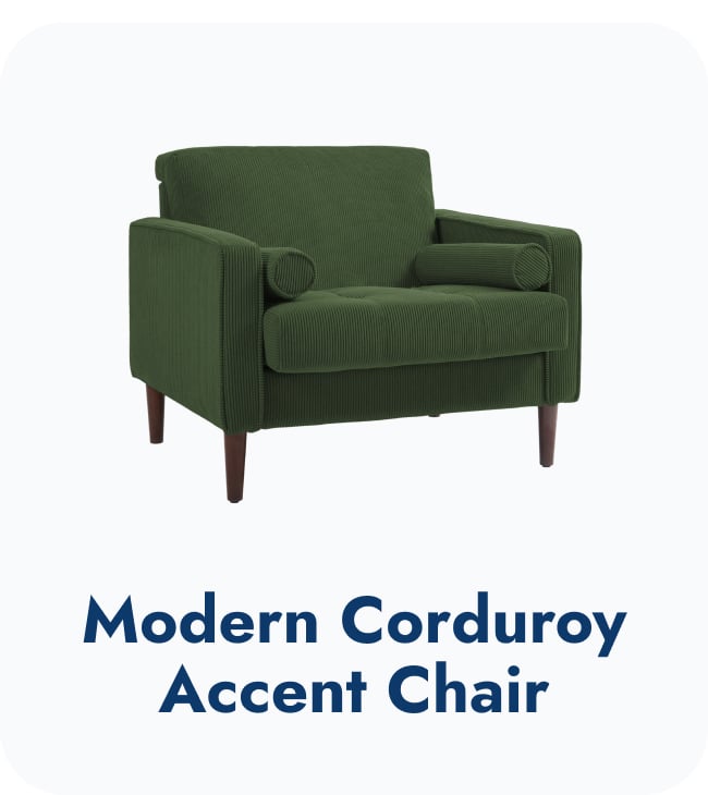 Modern Upholstered Corduroy Accent Chair With Arms Pillows