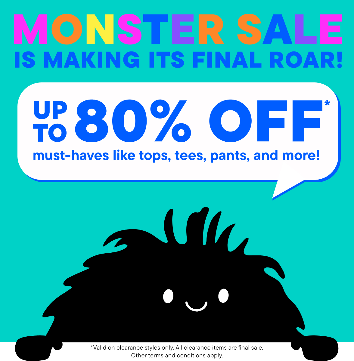 Up to 80% off Clearance