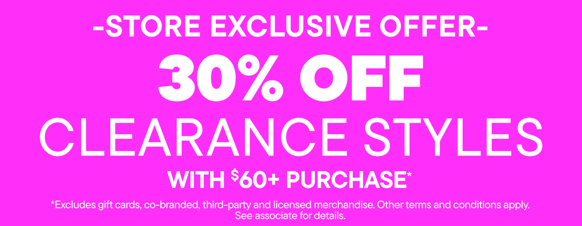 Extra 30% off Clearance Styles 