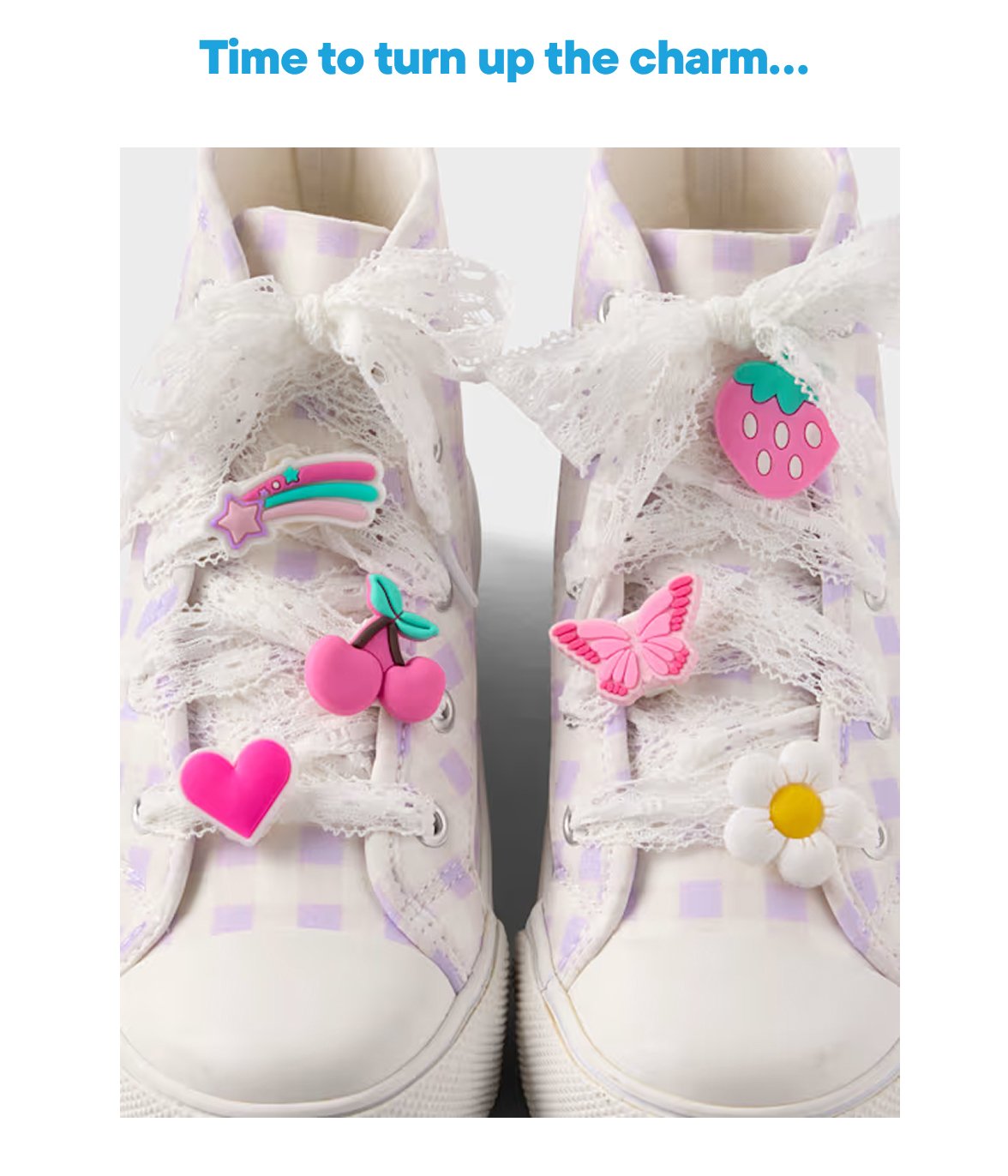 Girls Lace Shoelace & Shoe Charm 7-Piece Set - multi