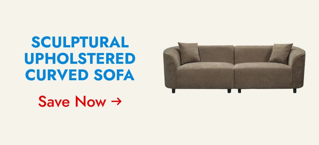 Sculptural Upholstered Curved Sofa - Shop Now