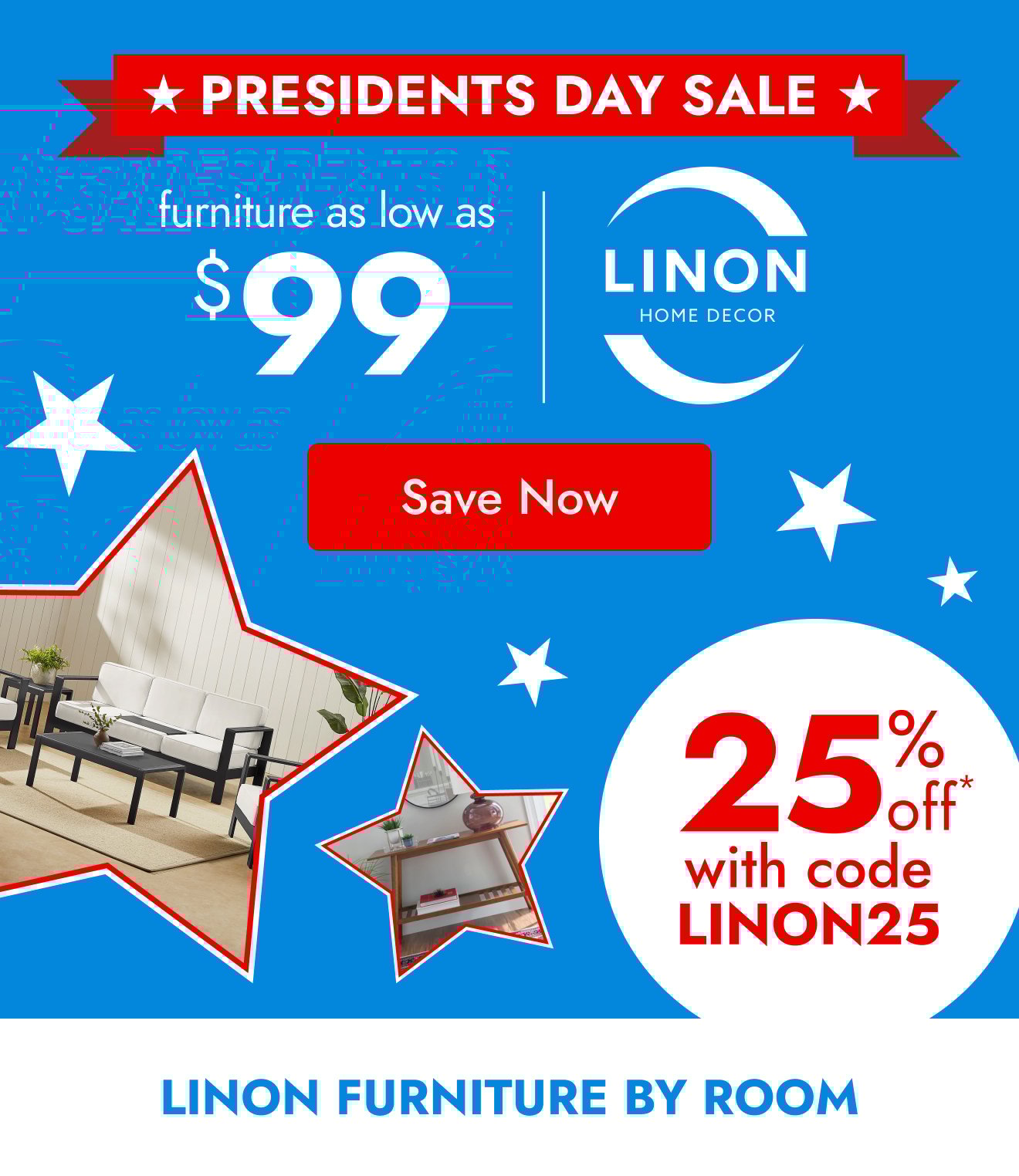 25% off Furniture by Linon