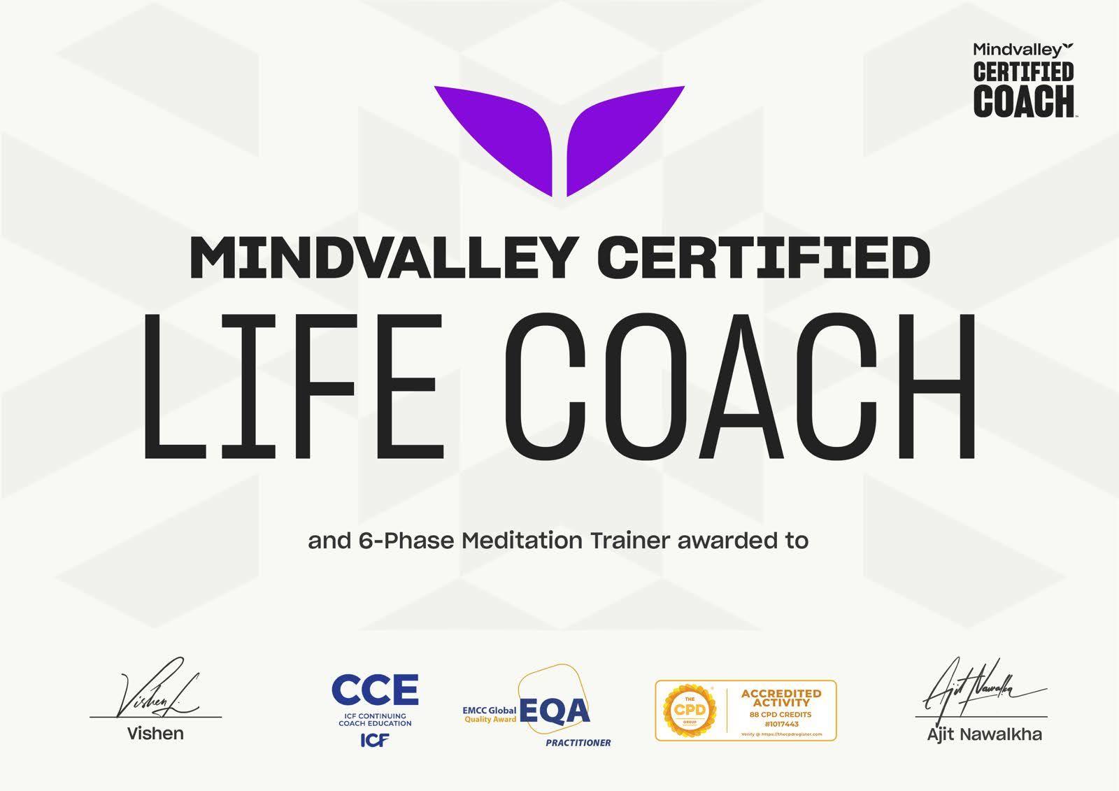 Mindvalley Certified life coach
