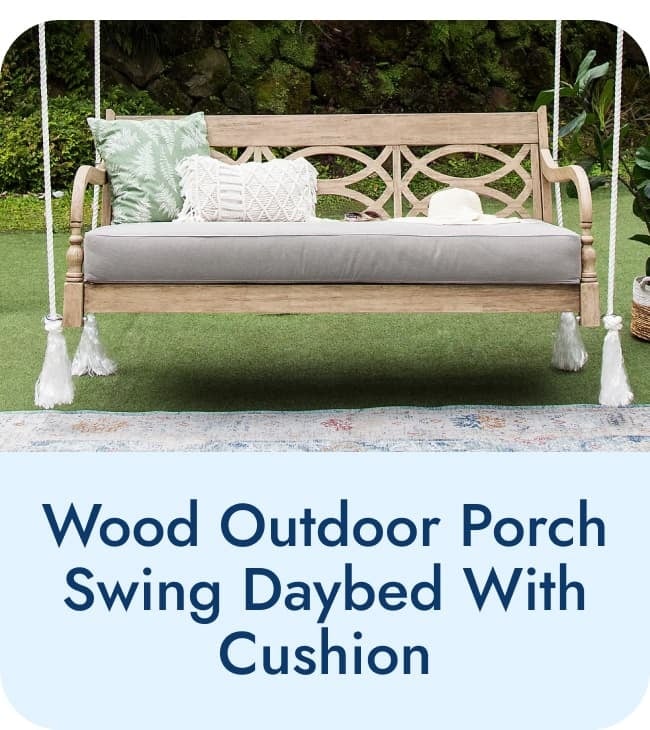 Save on Cambridge Casual Renley Wood Outdoor Porch Swing Daybed with Cushion - Lime Wash/Oyster Cushion
