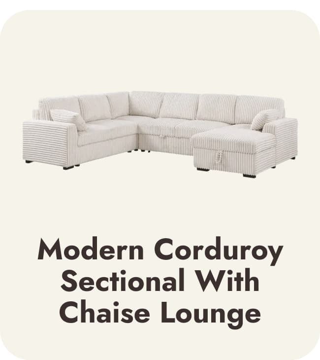 Save on Modern Corduroy Sectional With Chaise Lounge
