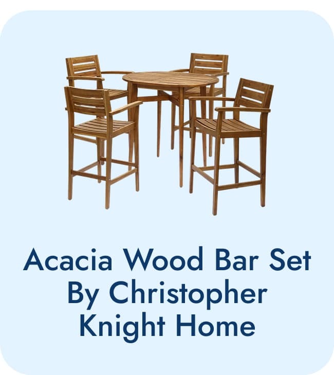 Acacia Wood Table and Bar Stools