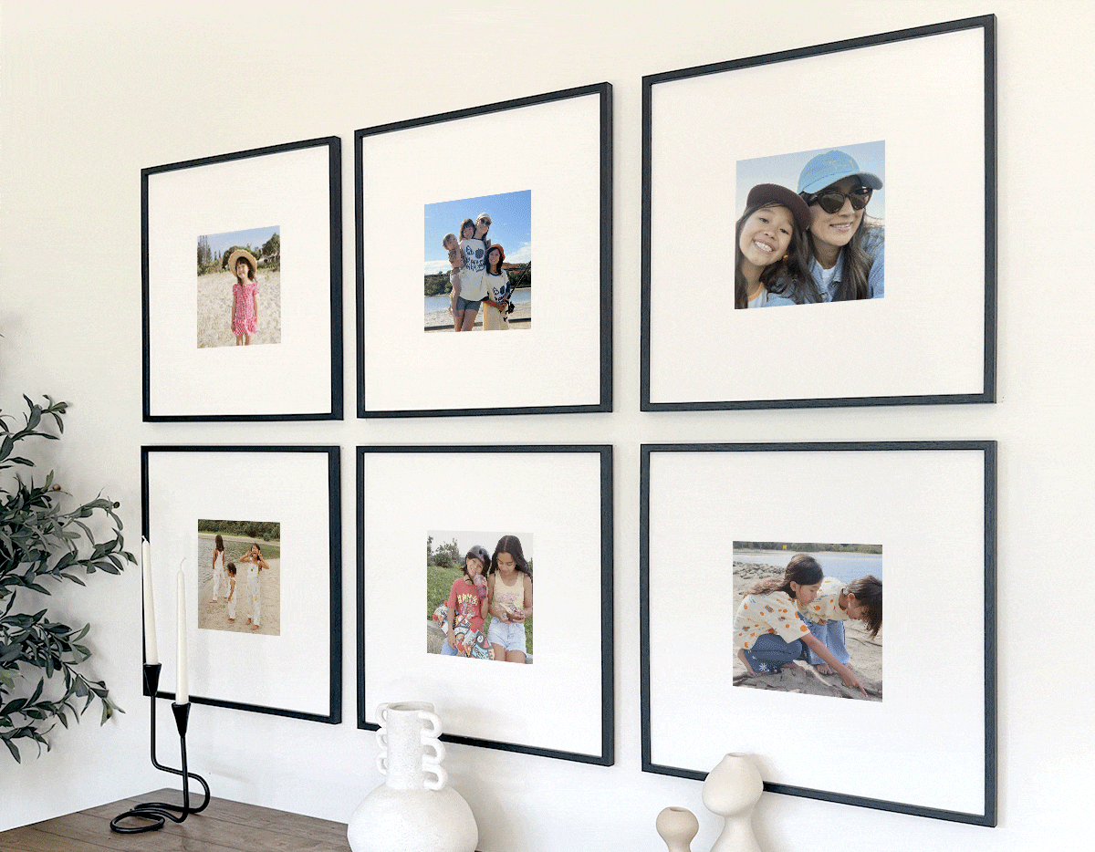[MIXTILES] A clean, modern gallery wall with outdoor family photos. | ORDER NOW