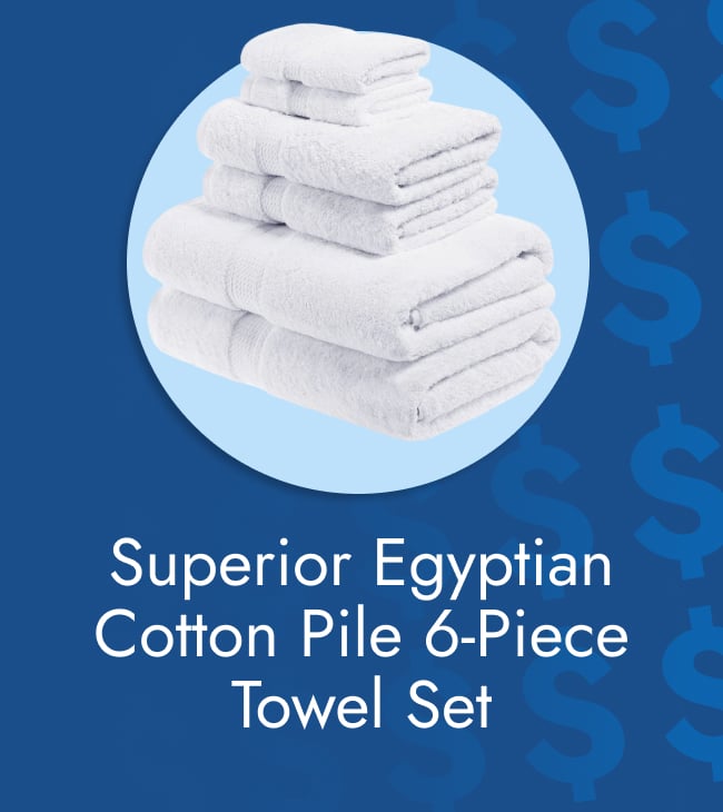 Superior Egyptian cotton pile heavyweight 6-Piece towel set